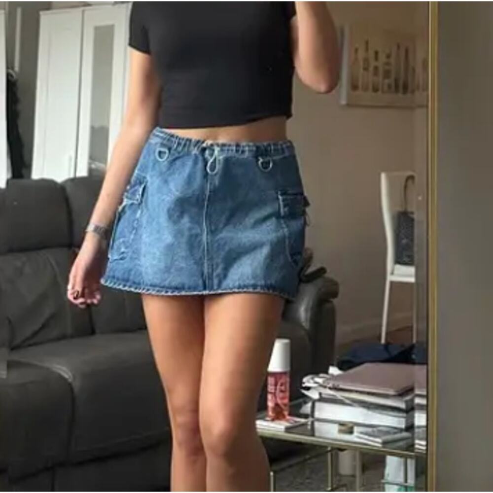 Coperni Denim Cargo Micro Mini Skirt SIZE 8 Jean Designer Utility Low Rise $590 - Picture 6 of 13